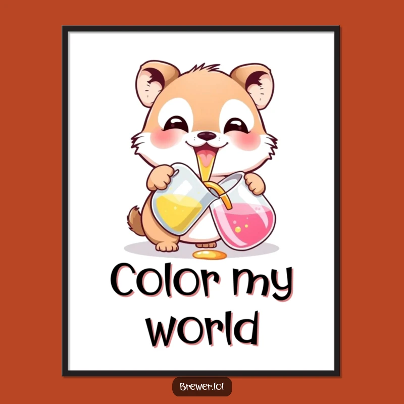 Funny Potion Pouring Animal Poster - Decorate with Vibrant Art