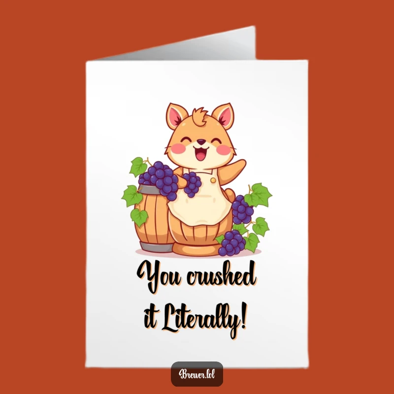 Free Printable Congrats Card: Joyful Grape Stomper Animal Downloadable