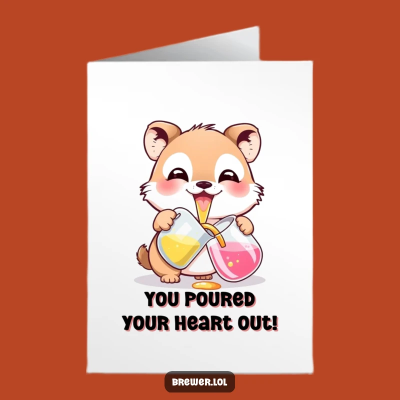 Free Printable Congrats Card: Whimsical Potion Pourer Animal Downloadable