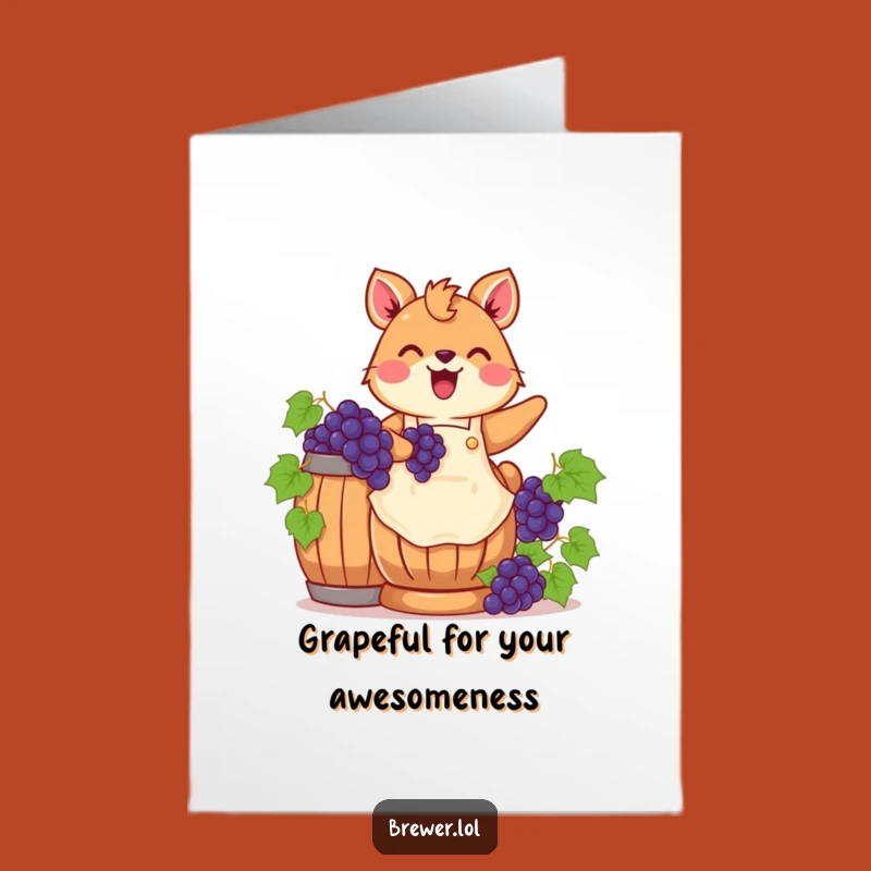 Free Printable Thank You Card: Cheerful Grape Stomper Animal DIY Gift