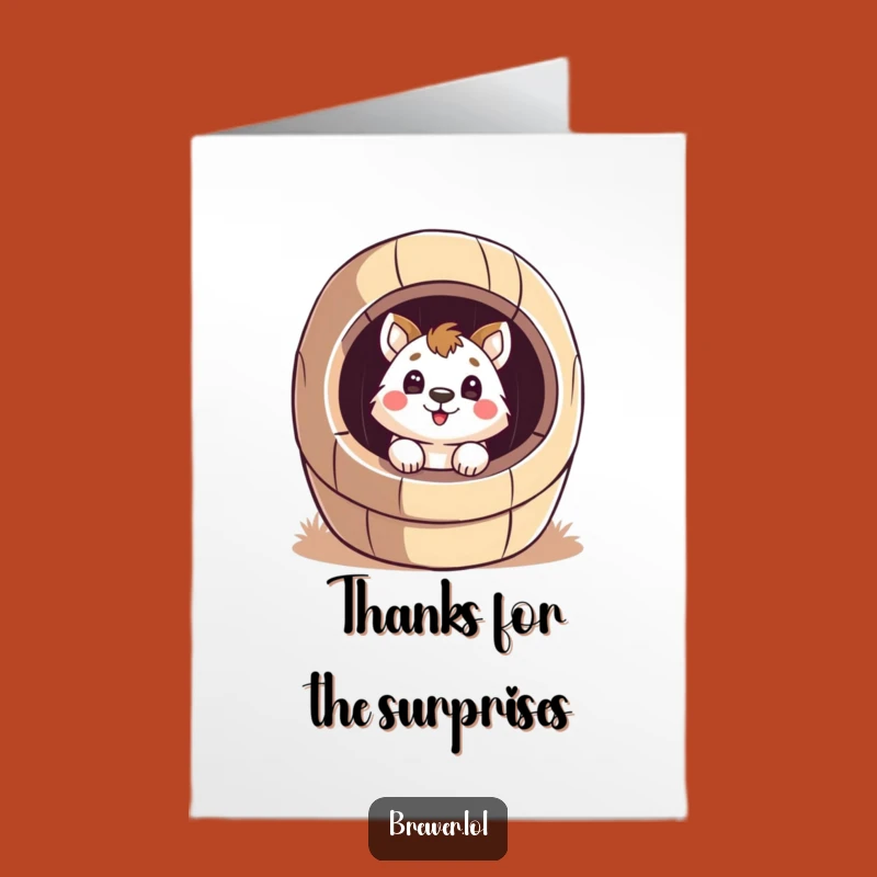 Free Printable Thank You Card: Surprised Peeker Animal DIY Gift
